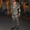 남자 트랙 슈트 스프링 신사 셔츠 바지 체크 무늬 패션 브랜드 3D 남자 정장 재킷 카디건 바지 세트 유럽 크기 남자의 의상