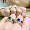 Cluster Ringen Vrouwen Lady Grils Bee Diamanten Ring Retro Luxe Fijne Sieraden 925 Sterling Zilveren Bruiloft