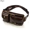 Midjeväskor Casual äkta läderman Midja Pack Fanny Pack Belt Bag Telefon Pouch Sporty Liten Crossbody Bag Travel Chest Pack för Biker 231006