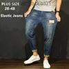 Erkek Kot Siyah Kot Pantolon Mavi Jean Sıkıntılı Erkekler Jogger Pants Hip Hop Harem Streç Erkek Genç Pantolon Artı 42 44 46 48 J231006