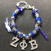 패션 DIY Crystal Big Hole Beads ZPB Bangle Greek Letter Society Zeta Phi Beta Sorority Jewelry Bracelet225Z