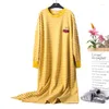 Vrouwen Nachtkleding Collectie Herfst Gestreepte Losse Vrouwen Leisure Lange Mouw Nachthemden Vruchten Moederschap Pyjama Nachthemd