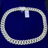 مجوهرات بوب مخصصة 10K Gold مطلي 925 Silver 15mm 2 Row Round Cut VVS Moissanite Cuban Necklace Necklace