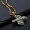 Mode Halskette Ketten Neue Iced Out Flying Cash Solide Anhänger Halskette Herren Hip Hop Gold Silber Farbe Charme Kette Schmuck Geschenke272S