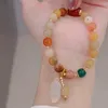 Charme pulseiras moda pedra natural pulseira cabaça amendoim frisado mulher meninas estilo chinês jóias