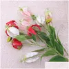 Decorative Flowers Wreaths 3 Heads Artificial Flame Lily Long Branch Home Decor Party Decoration Flores Artificiales Valentines Day Dr Dhcpv