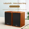 Multimédia ordinateur portable Audio bureau maison Mini boîte de son caisson de basses en bois actif USB filaire haut-parleurs Bluetooth