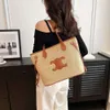 Tote francês tecer bolsa feminina bolsa de ombro ce designer saco bordado grande capacidade sacos de compras estilo de férias totebag mulheres sacos de palha