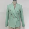 Abiti da donna Blazer HIGH STREET Giacca classica di design barocco da donna Bottoni in metallo con leone Blazer doppiopetto strutturato Verde menta 231005