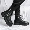 Boots Autumn Winter High Quality Black Motorcyclist Boot Men Fashion Platform Safety High Top Leather Shoes Botas Hombre 231006