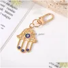 Porte-clés Evil Eye Hamsa Main Hibou Porte-clés Anneau Pour Femmes Hommes Creux Fatima Bleu Sac Accessoires De Voiture Drop Livraison Bijoux Dhgarden Dhrxd