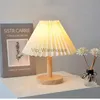 Bordslampor Vintage Korea Atmosphere Desk Lamp Nordic Solid Wood Bedroom Bedside Decor Table Lamp Remote Control Dimble LED Night Light YQ231006