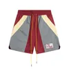 Designer Heren Shorts High Street Rhude Kort Borduursel Kleuraanpassing Elastisch Heren Dames Sport Unisex Split Gekleurd Vijfde Broek Europees