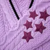 Women's Sweaters Women Spring Autumn Knitted Cardigan Casual Solid Color V Neck Black Bright Line Star Cardigans Vintage Embroidery Sweater Coat 230927