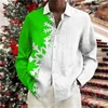 メンズカジュアルシャツラペル長袖シャツクリスマスツリー3Dプリントトップパーティーホリデー服のファッションデザインとソフト