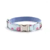 Dog Collars Blue Macarons Collar And Lead Set With Bow Tie Pet Puppy Cotton &Cat Necklace Leash Free Engraved Nameplate