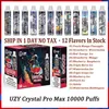 Оригинальные одноразовые электронные сигареты UZY Crystal Pro Max 10000 Puff, 1,2 Ом, сетчатая катушка, 16 мл, аккумулятор, перезаряжаемые электронные сигареты, Puff 10K, 0% 2% 3% 5% RBG Light