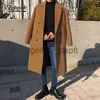 Men's Wool Blends FOJAGANTO Autumn Winter Fashion Woolen Blends Coat Men Korean Style Lapel Solid Color Windbreaker Thick British Casual Coat Male J231006