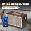 Nowy retro głośnik Bluetooth drewniany przenośny TWS subwoofer wielofunkcyjny zewnętrzny dźwięk pudełka karaoke bezprzewodowe mikrofon stereo dźwiękowy