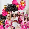 Andra evenemangsfest levererar 126 stycken persika rosa svart vatten dropp folie ballong garland båg kit födelsedag baby shower bröllop Bachelorette Party Decorations 231005