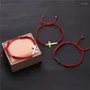 Charmarmband handgjorda vävda rep kors för män kvinnor mode röda och svarta justerbara älskare vänskap smycken gåva