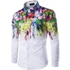 Spring Jesienna moda Lapel Men Designer koszule Dope Printed Mens T-shirts Długie rękawie luksusowe tope TEE Slim Fit Cas225L
