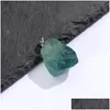 Ciondoli Verde Viola Fluorite Ciondolo Irregar Cristallo Pietra naturale per collana Orecchini Creazione di gioielli Accessorio Drop Deliv Dhgarden Dhrkk