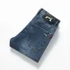Jeans pour hommes Designer 2023 Automne et hiver Nouveau pantalon Slim Fit Petit droit élastique Mid Rise Marque de luxe Denim bleu foncé W6NJ