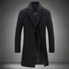 Erkek yün harmanlar Sonbahar kış moda erkekler yün katlar düz renk tek göğüslü yakalı uzun ceket ceket rahat palto artı boyut 5 renk 231005