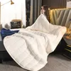 Decken Flanell Fleece Herbst Winter warme Decke 3 Schichten verdicken Lammwolle Nachahmung Decken für Bett Steppdecke weiche Wärme Tröster 231005