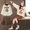 Clothing Sets 2pc 2023 Autumn Winter Kids Girls Tops Suit Sweater Warm Hoodie + Pleated Skirt Baby Girls Teenager Children Set 230927