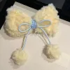 Plush Big Bow Hair Clip Cute Faux Hairball Hairpins Women Girls Sweet Barrette Headwear Fashion Party Hair Accessories Gifts