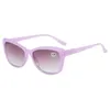 Solglasögon söt geléfärgad lady's cateye läsglasögon UV400 grå lins utomhus dubbel användning läsare