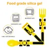 Copos Pratos Utensílios 3 Pcs Crianças Conjunto de Talheres Crianças Talheres Bulldozer Escavadeira Pá Colher de Bebê Jantar Garfo Utensílios de Comida Construtiva Comer 231006