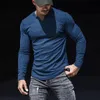 Herrenhosen Männer Mode Bodybuilding Langarm T-Shirts V-Ausschnitt Feste beiläufige Frühlings-Herbst-T-Shirts Hemd Lose Tops Streetwear T-Shirt 231005