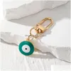 Key Rings Turkish Evil Eye Keychain Keyring Women Men Enamel Lucky Blue Bag Car Box Phone Charm Ring Drop Delivery Jewelry Dhgarden Dhaxx