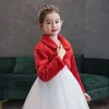 Jackor Fall Winter Baby Short Plush Shawl Girls Pock Flower Kid Party Dresses Matching Coat Children Performance Cape Long Sleeve 231005