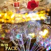 Altre forniture per feste per eventi 10/20 pezzi Palloncini Bobo LED Manico palloncini luminosi trasparenti a elio con luci a corda Decorazioni per feste di compleanno, matrimoni, festival 231005