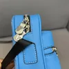 Fashion Women Blue Cross Body Bag Designer Genuine Leather Messenger Bags Luxury Full Letters Straps Shoulder Bags Casual Handbags Purses