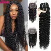 Synthetic Wigs 5x5 HD Lace Closure With Bundles Brazilian Deep Wave Curly Hair 4x4 Remy HumanHair WithClosure 231006