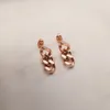Charm Punk Cuban Link Chain Stud Earrings for Fashion Women Genuine Gold Plated Ring Clasp Dangle Rock Jewelry Gift 231005
