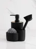 Liquid Soap Dispenser Kitchen Accessories Soap Pump Dispenser med svamphållare och borsthållare 3 i 1 Liquid Hand Dish Soap Dispenser Black Wood 231005