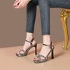 TOE Rhinestone Peep Sandals Bling Wedding Buty Platforma letnia 2024 Moda wysokie obcasy Panie Moedel 65114 75152 16066