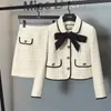 Robe deux pièces femmes Tweed costume blanc veste manteau haut et jupe ensemble élégant correspondant tenue hiver Jacquard vêtements de mode 231005