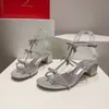 Лидер продаж Rene caovilla, женские банкетные туфли на высоком каблуке 4,5 см с тонким ремешком, украшенные кристаллами и бантом, модные туфли с открытым носком, роскошная дизайнерская обувь