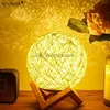 Table Lamps 3W Moon Led Table Light Reading Lighting Eye-Protection Night Lamp For Bedroom Desk Living Room Linen Ball Rattan Lampshade Deco YQ231006