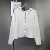 Women's hooded long sleeve loose knitted flower jacquard sweater coat zipper front fly cardigan SMLXL