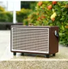 Novo alto-falante retro bluetooth portátil de madeira tws subwoofer multifuncional caixa de som ao ar livre karaokê microfone sem fio estéreo soundbar