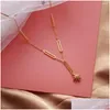 Collane con ciondolo G D Trendy Acciaio al titanio Nappa Minimalista Lariat Stella a otto punte Collana placcata color oro per gioielli da donna D Otj5T