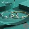 Bangle MODIAN 925 Sterling Silver Luxury Asymmetry Sparkling AAAAA Zirconia Open Size Bangle Bracelet For Women Wedding Fine Jewelry 231005